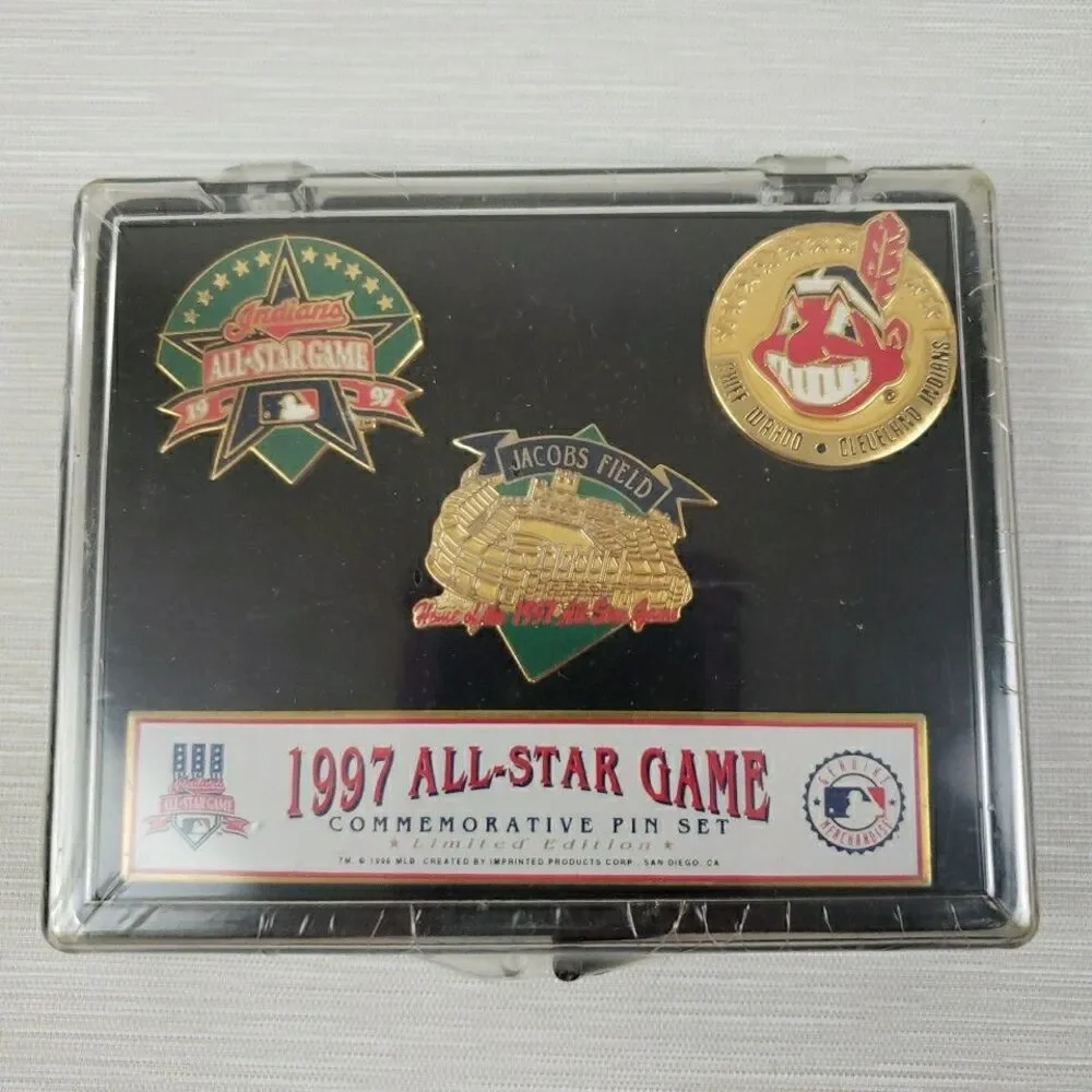 Cleveland Indians 1997 All Star Commemorative Pins 3 Pc Set MLB Jacob's Field